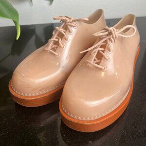 Melissa The Original Jelly Blush Pink Chunky Heel Lace Up Oxford Shoe Size 7